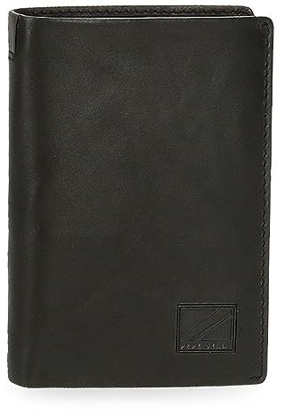Pepe Jeans Marshal Portefeuilles et Porte-Monnaie en Cuir de Vachette Noir, Marron, Bleu et Gris, Noir, Talla única, Portefeuille Vertical