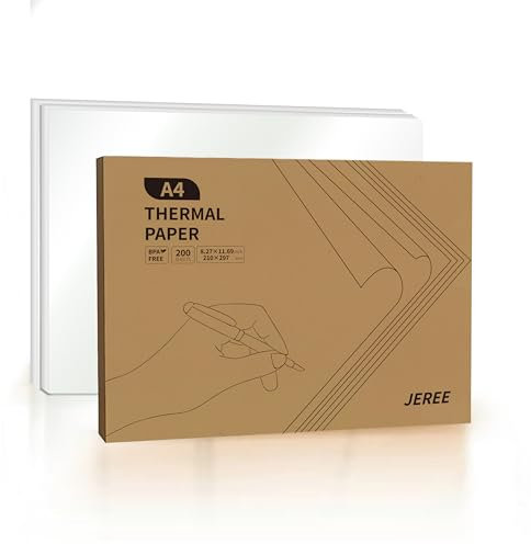 Thermo-Druckerpapier, A4, 21 x 29,7 cm, 200 Blatt, Faxpapier, kompatibel mit PeriPage A40, M08F, MT810 und anderen tragbaren Druckern, Druckpapiergröße 210 x 297 mm