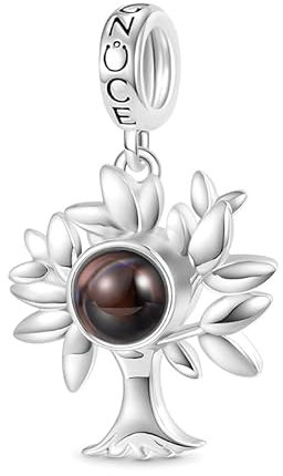 GNOCE Charm Anhänger Projektion Personalisierter Foto Anhänger Herz Bead für Charm Armband Schmuck Geschenk für Damen Herren (Lebensbaum)