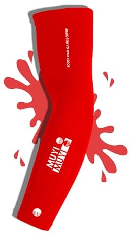 MUYI Gaming Sleeve - Arm Sleeves/Stulpen - Herren/Damen - Für Handball, Volleyball, Basketball, Rennrad - Sport Ärmel - Esport Zubehör - Compression Armlinge - Rot L