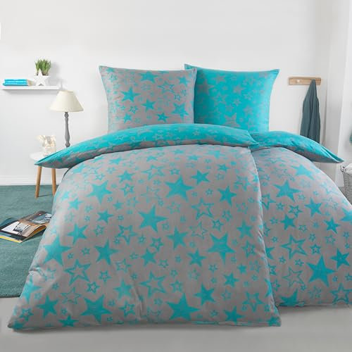 BaSaTex Flausch Fleece Winter Bettwäsche Set 4 teilig | 100% Mikrofaser Plüsch | 2X 135x200 + 2X 80x80 cm | Design 02