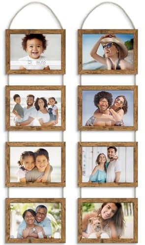 Icona Bay 13 x 18 cm Collage-Bilderrahmen zum Aufhängen an der Wand mit 8 Öffnungen (Rustikales Braun, 2er-Pack), Holzverbundrahmen, nur Wandmontage, Bliss-Kollektion
