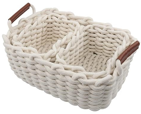 Ciieeo Woven Storage Baskets Cotton Rope Basket Home Organizer for Snacks Cosmetics Desktop
