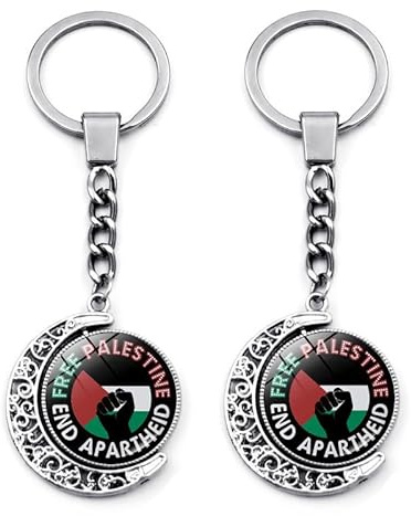 CAREOR Palestine Flag Keychain Free Palestinian 360 Degree Rotation Double-Sided Keyring Palestine National Flag Pendant Gift