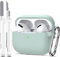 MHYALUDO Kompatibel mit AirPods Pro-Hülle, Anti-Fall-Schutz aus weichem Silikon, stoßdämpfend, kompatibel mit AirPods Pro-Hülle, Skin Touch mit Schlüsselanhänger und Reinigungsset, Cloud Grey