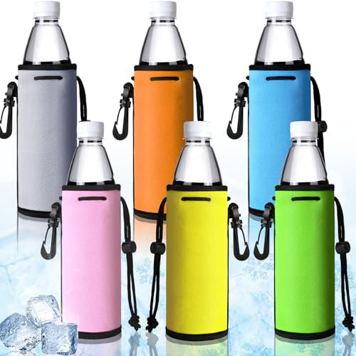 Baderke 6 Pcs Water Bottle Sleeves Insulators Beverage Bottle Can Sleeves Covers 16 17 oz Coolers Holder Non Slip Water Bottle Cover Sleeve (Classic Colors)