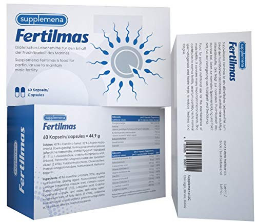 Fertilmas | Unterstützt männliche Fruchtbarkeit und optimiert Spermienqualität | Mit L-Carnitin, Folsäure, CoQ10, Selen, Zink, Vitamin B12 | 3 Monate