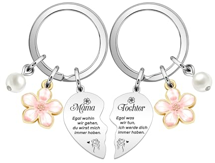 Casxyue 2 Stück Mama Tochter Schlüsselanhänger Muttertagsgeschenk Für Mutter von Tochter Mama Geschenke Geburtstagsgeschenk Für Mama Mom Weihnachts Geschenke