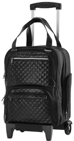 Rengue - Bagaglio da 16 pollici con ruote, leggero, multifunzionale, per uomo e donna, adatto per laptop da 15,6, impermeabile e antifurto, nero, nero, Carry-On 16-Inch, Bagagli Con Ruote Spinner