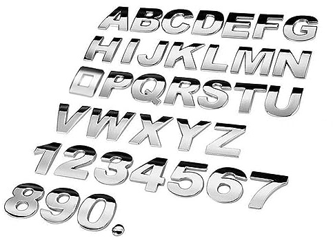 (A-Z, 0-9) 45 mm Autoaufkleber 3D DIY Metall Buchstaben Aufkleber Emblem Buchstaben Silber Abzeichen Dekoration Auto Chrom Logo Design (N)