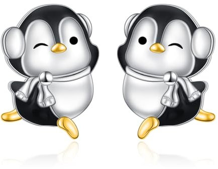 Pinguin Ohrstecker 925 Sterling Silber Damen Ohrringe Hypoallergen Schmuck Geschenke Tier Ohrstecker für Frauen Mädchen