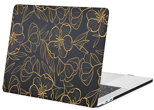 FFBOFFC Laptop Cover Compatible with MacBook Air 13.6 inch Case 2024 2022 Model A2681 M2 A3113 M3 with Liquid Retina Display & Touch ID, Plastic Hardshell Case Protective Cover, Yellow Flower Sketch