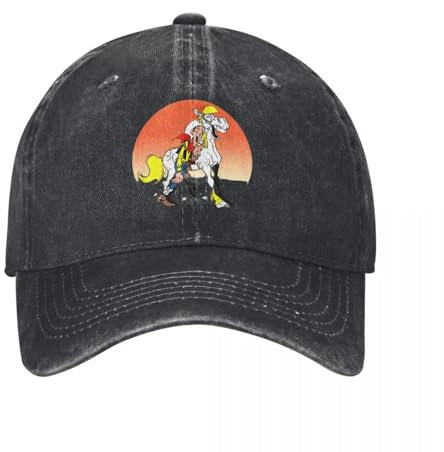 QIYAEUA Lustige Lucky Luke Cowboy Baseballkappe Unisex Stil Distressed Washed Snapback Hut Dalton Brothers Lucky Luke Comics Geschenk Caps Hut Geschenk