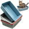 1x Strong Plastic Cat Tray – Durable Kitten Litter Box for Indoor Cats & Kittens – Portable, Rectangle Corner Pan Tray for Toilet Hygiene, Loo, Waste (Grey, 40cm)