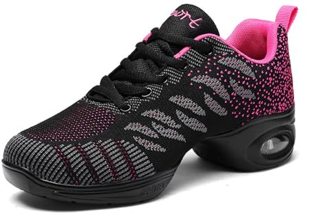 Hixingo Malla Jazzschuhe Damen Cheerleader Schuhe Lace Up Tanzsneaker Damen, Mesh Line Dance Schuhe Damen Mit Luftkissen, Zumba Schuhe Damen 35-40 EU Training Schuhe