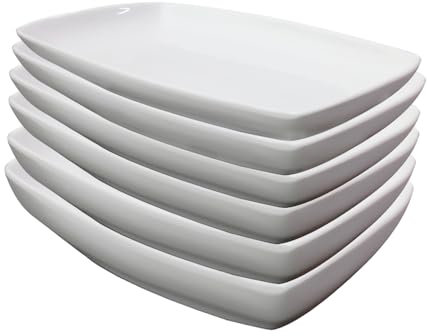 UNIQUE HOME LIVING Serving Platter Set of 6, White Porcelain Platters for Buffets Desserts Appetizers and Entrees, Party Dinner Snack Food Tray, Display Plate - 29cm