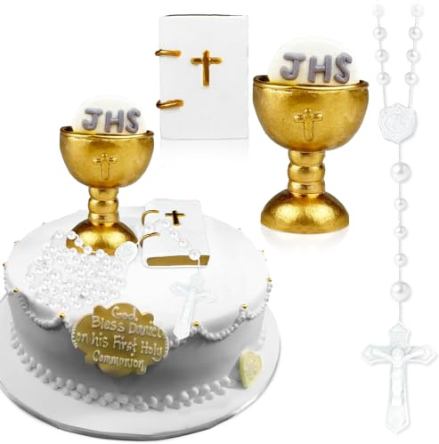 First Holy Communion Cake Decorating Kit – Complete Set for Elegant Communion Cake with Cross, and Chalice Decorations