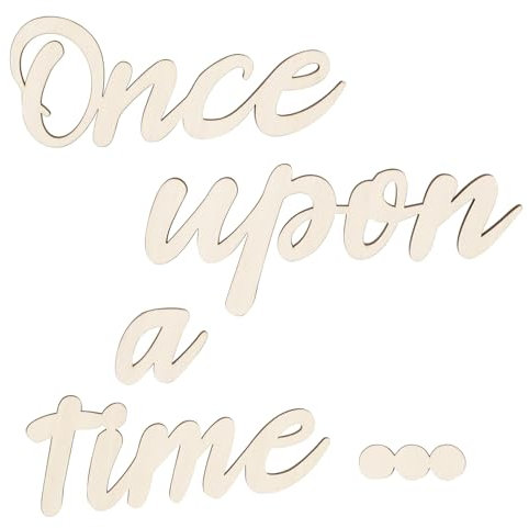 Once Upon a Time Sign Wooden Reading Corner Decor with 20 Dispensing Glue Wall Decal Nursery Sign Kids Room Stickers Decor Aesthetic for Baby Shower Room Birthday Party Gift