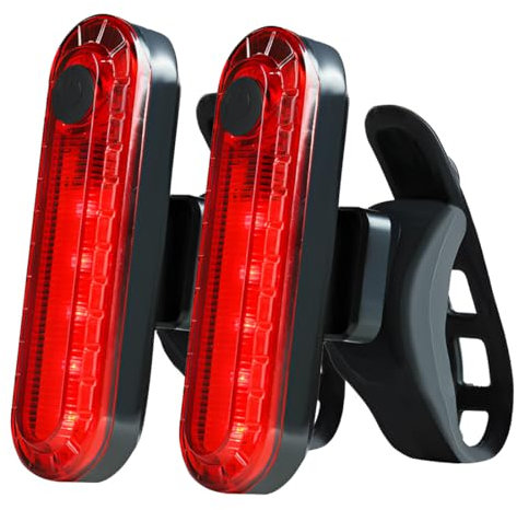 NHQZ 2 Piezas USB Recargable Bicicleta Luz Trasera,LED Bicicleta Luces traseras,IPX4 impermeable con 5 modos,Luz trasera segura,para Carretera y Bicicletas de Montaña