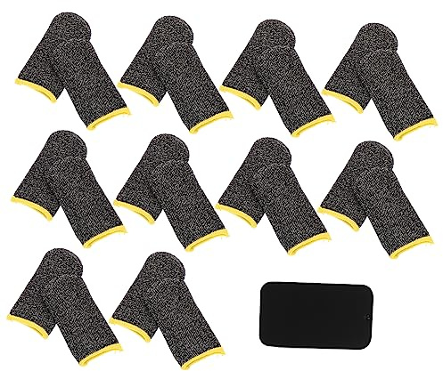 MOTHNUR Fingerschutz Fingerlinge Schweißresistent Elastisch Touchscreen Spielfingerschutz Gelb mit Aufbewahrungsbox für Gaming Erwachsene