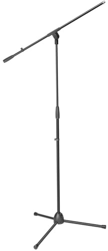 1 x ADAM HALL Eco Mikrofonständer Mikrofonstativ S5BE mit Galgen/Schwenkarm, Höhe 98 bis 162 cm, Schwarz