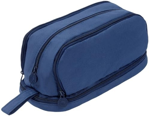 YUSSEQDD Federmäppchen, Federmäppchen mit Kapazität, für die Schule, Schreibwaren 4 in 1, Kapazität, weicher Stoff, Bleistift fürs Büro, marineblau