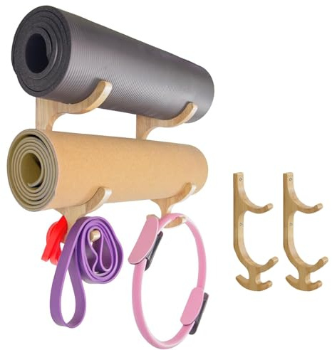 Porta Tappetino Yoga | Organizzatore per Attrezzatura Fitness,Mensola per Tappetino Yoga a Parete - Per Palestra Casa Soggiorno Appartamento Camera Da Fasce Elastiche Corde Per