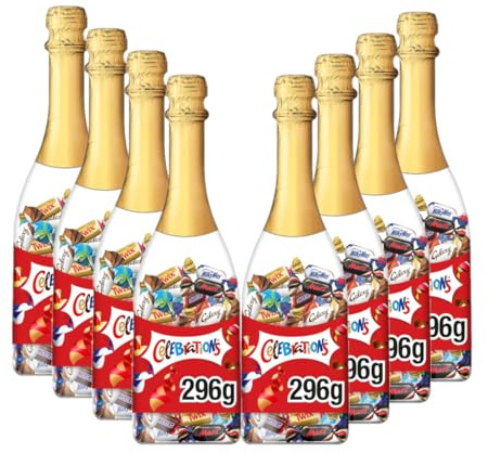 Celebrations Geschenkflasche 8x296 g I Pralinenmischung Milchschokolade mit Mars, Twix, Bounty, Snickers u.v.m. zum Verschenken und Teilen
