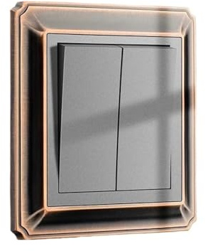 Lichtschalter Unterputz, Wechselschalter Retro Wandleuchte Druckknopfschalter 1-4 Gang 2 Weg Zinklegierung Rot Bronze Rahmen Panel Rocker(2-Gang 2 Way Switch)
