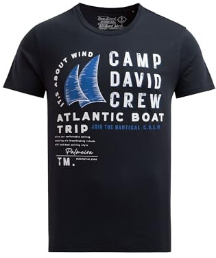 Camp David Herren T-Shirt mit Label Print Blue Navy, L