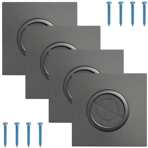 4 Pcs Cable Entry Covers, Grey Brush Wall Plate, 86x90mm Wall Hole Cover, Single Gang Brush Panel, for Covering Outlets, Receptacles and Tidying Cords