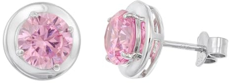 trendor Damen-Ohrringe 925 Silber Zirkonia-Ohrstecker Pink 21326-09