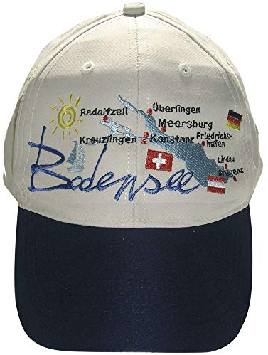 Fan-O-Menal Baumwollkappe mit sehr großem Stick - Bodensee Deutschland Schweiz - 68825 Weiss schwarz - Baumwollcap Schirmmütze Baseballcap Kappe Cap
