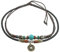 Ancient Tribe Leder-Halsband, verstellbar, mit türkisfarbenen Perlen, Schwarz