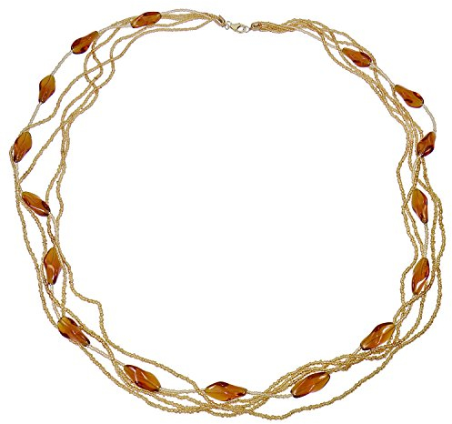 Schmuckboerse24 Aleksander Sternen Murano Star Muranoglas Conteria Kette aus 925 Sterling Silber vergoldet Farbe gold bernstein