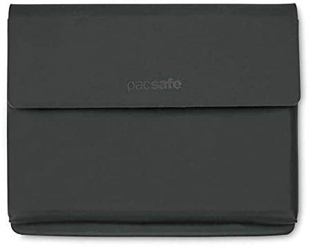 Pacsafe RFIDsafe TEC dünne Reisepass Hülle, 4 Kreditkarten Steckfächer, Reisepassetui mit Anti-Diebstahl Schutz, PU Organizer im schlanken Design, RFID Technologie Datenschutz, Schwarz/Black