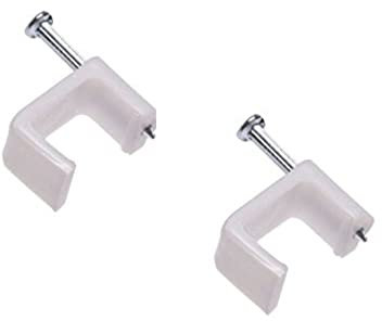 Merriway BH03747 (100 Pcs) Cable Clips Flat White Twin and Earth 4.0 mm - Pack of 100 Pieces