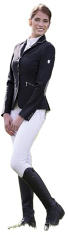 Equi-Theme/Equit'M 988549240 Softshell, Giacca da Competizione Donna, Piping Nero/Grigio Chiaro, Taglia Unica