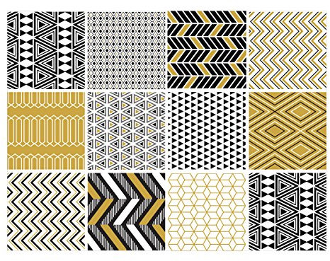 | Autocollants de Carreaux Adhésif | Planche de 12 Stickers Autocollants Carrelage - Carreaux de Ciment - Azteque Moutarde - Dimensions d'un Sticker : 20 x 20 cm - Cuisine Salle de Bains Meubles ...