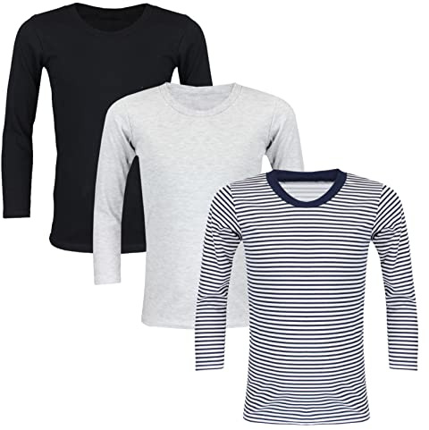 TupTam Kinder Langarmshirts 3er-Pack – 100% Baumwolle, Unisex