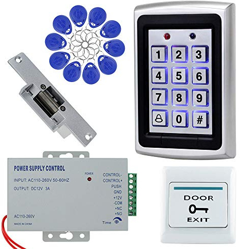 OBO HANDS Kit Completo per il Controllo Degli Sccessi in Casa Controller in Metallo 1000 Utenti Tastiera +12V NC Blocco + 3A Alimentazione+ 10pcs keyfob