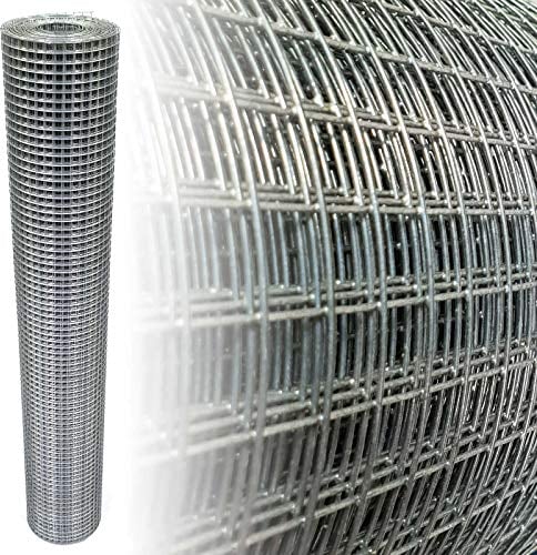 Garmix Rotolo Rete Metallica per Recinzioni da 100cm x 25m – Rete Zincata Maglia Piccola per Pollaio, Voliere e Gabbie – Maglia 12x12mm, Filo 0,80mm