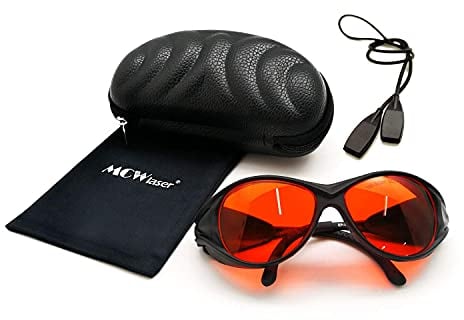MCWlaser Laser Schutzbrille Brille 190-540nm Laser Safety Goggles Glasses OD7+ For UV light Violet Blue Green Laser 405nm 445nm 450nm 473nm 532nm Absorption Type EP-3 Style 2