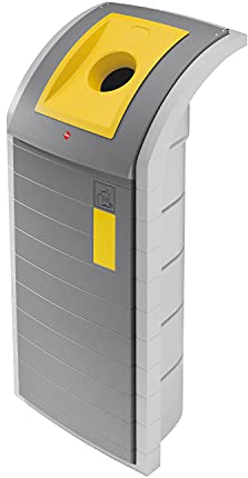 Hailo ProfiLine WSB Design XXXL Wertstoffsammler - 1 x 120l - schlagbeständiger Sammelbehälter aus technischem Kunststoff - Müllsackhalterung & Einwurfklappe mit 3 wechselbaren Einsätzen - grau