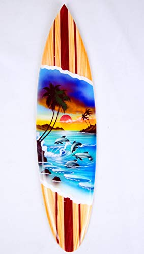 Asia Design Miniatur Surfboard Dekosurfboard Surfbrett Holz Wellenreiten inkl. Holzständer Dekoration Nr 17 (30cm)