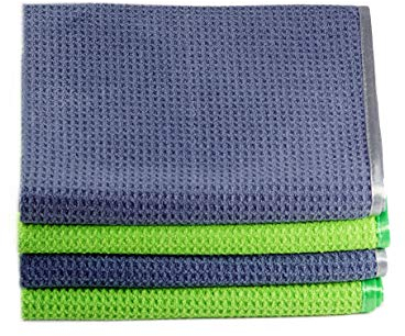 Glart Juego de 4 paños de microfibra, paños de cocina, paños de secado, 70x50 cm, paños de microfibra, paños tipo gofre, paños de secado absorbentes para cristal, cocina, vajilla, baño