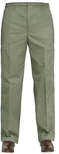 EHD Mens Elasticated Waist Smart Rugby Trousers Super Soft Comfortable Workwear Bottoms Straight Leg Casual Formal Golf Pants (34W / 31L, Olive)