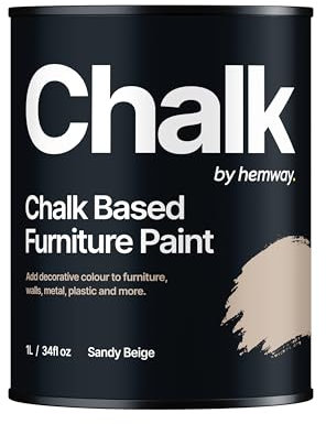 Hemway - Chalk Based Furniture Paint - Sandy Beige 1 L | Chalky Matt Shabby Chic Finish for Interior & Exterior Home Decor | Quick Dry & All-in-one