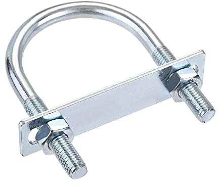 sourcing map Runder U-Bügel, 1 Set, 60 mm, Innenbreite 100 mm, Länge Stahl M10 mit Mutter, Platte