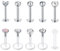 Funseedrr 10er 1.2mm Edelstahl Lippenpiercing Labret Stecker Set 8mm Silber Tragus Helix Piercing Schmuck